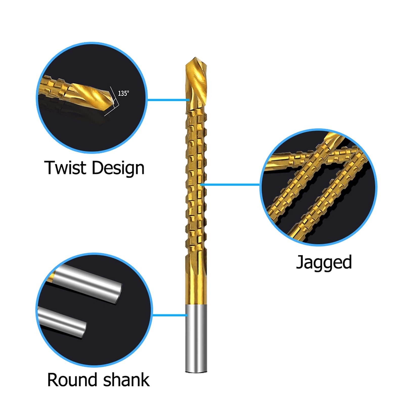 VIEUE Drill Bits 4/6 Piece Cobalt Bit Set Spiral Metric Composite Tap Bit Tap Twist Bit Wood Drill for Cutting Drilling Slotting (Color : 6Pcs8MM)