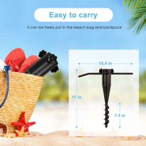 ERYTLLY No Dig Portable Screw In Umbrella Stand Heavy Duty- Beach Umbrella Base for Sand Ground Anchor Patio Flag, Pole Holder Garden - Brown Powder Coated Finish 1 Pack