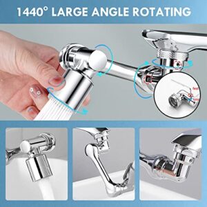 Owfeel 1440° Faucet Extender, Large-Angle Rotating Robotic Arm Water Nozzle Faucet Adaptor, Universal Splash Filter Faucet Attachment with 2 Water Outlet Modes, perfect for Bathroom Sink, Kitchen Sink