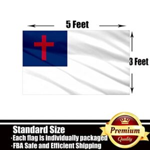 Christian Jesus Cross Flag 3x5 Outdoor Double Sided 3 Ply-Vivid Color Clear Pattern Reinforcement Sewing Durable Polyester with 2 Brass Grommets