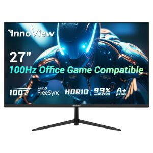innoview 27 inch fhd 100hz eyes care built-in speakers frameless 4000:1 contrast ratio ultra thin bezel professional computer office gaming monitor