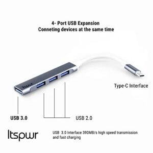 ITSPWR Bundle Containing Dell DA310 7-in-1 Docking Station, USB-C Mobile Adapter, Supports 4K 3840 x 2160, HDMI 2.0 and DisplayPort 1.2, 2xUSB-A, 1xUSB-C, 1x VGA, 1 RJ-45, and ITSPWR 4-Port Hub