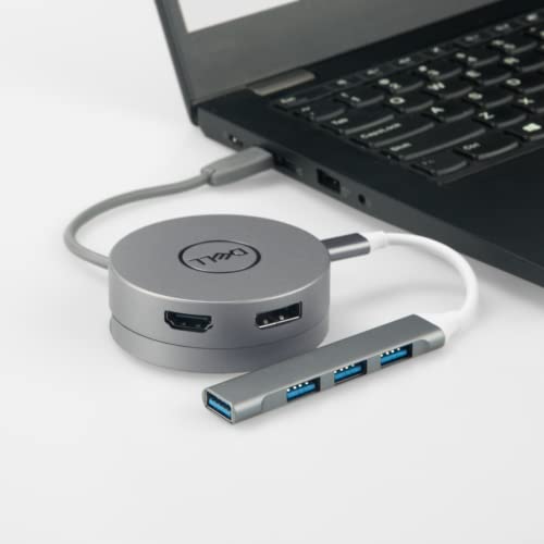 ITSPWR Bundle Containing Dell DA310 7-in-1 Docking Station, USB-C Mobile Adapter, Supports 4K 3840 x 2160, HDMI 2.0 and DisplayPort 1.2, 2xUSB-A, 1xUSB-C, 1x VGA, 1 RJ-45, and ITSPWR 4-Port Hub