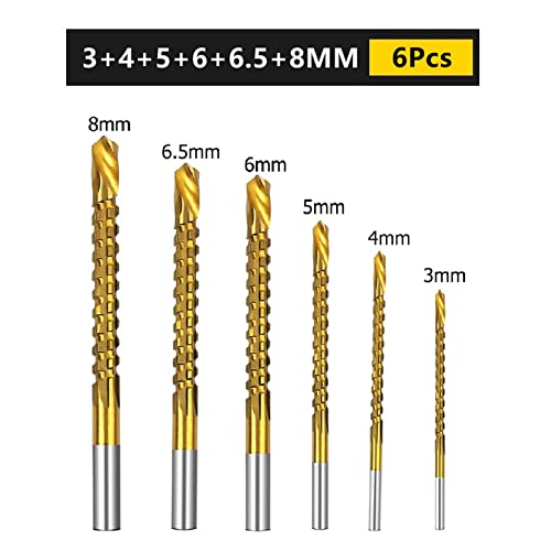 VIEUE Drill Bits 4/6 Piece Cobalt Bit Set Spiral Metric Composite Tap Bit Tap Twist Bit Wood Drill for Cutting Drilling Slotting (Color : 3 4 5 6 6.5 8MM)