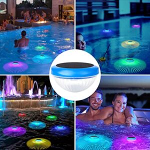 Floating Pool Lights, Solar Pool Lights with RGB Color Changing Waterproof Pool Lights That Float for Swimming Pool at Night LED Pool Lights for Outdoor Pool Pond Hot tub Fountain Garden (2 Pcs)