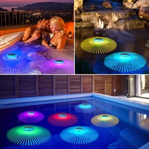 Floating Pool Lights, Solar Pool Lights with RGB Color Changing Waterproof Pool Lights That Float for Swimming Pool at Night LED Pool Lights for Outdoor Pool Pond Hot tub Fountain Garden (2 Pcs)