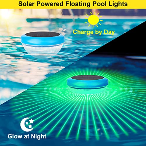 Floating Pool Lights, Solar Pool Lights with RGB Color Changing Waterproof Pool Lights That Float for Swimming Pool at Night LED Pool Lights for Outdoor Pool Pond Hot tub Fountain Garden (2 Pcs)