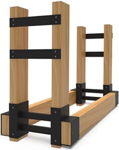 balie space outdoor firewood rack brackets kit for fire wood pile storage, adjustable log stacking stand holder for 2x4 lumber, black, set of 2…