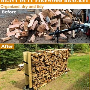 BALIE SPACE Outdoor Firewood Rack Brackets Kit for Fire Wood Pile Storage, Adjustable log stacking Stand Holder for 2x4 lumber, Black, Set of 2…