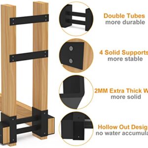 BALIE SPACE Outdoor Firewood Rack Brackets Kit for Fire Wood Pile Storage, Adjustable log stacking Stand Holder for 2x4 lumber, Black, Set of 2…