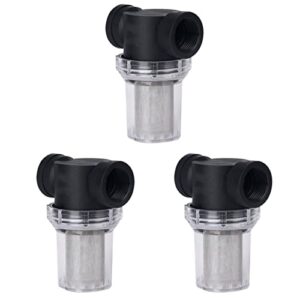 yardwe water hose filter 3pcs stainless household parts hose pressure transparent pipe strainer washer mesh accessories water steel pump pre- replacement health inlet for filter elbow black
