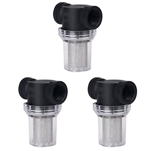 Yardwe Water Hose Filter 3pcs Stainless Household Parts Hose Pressure Transparent Pipe Strainer Washer Mesh Accessories Water Steel Pump Pre- Replacement Health Inlet for Filter Elbow Black