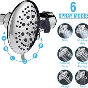 High Pressure 3-Way Shower Head Combo Dual Shower Head with Stainless Steel Hose Enjoy Luxurious 6-setting Rain Shower Head & 9-Setting Hand Held Shower Separately or Together
