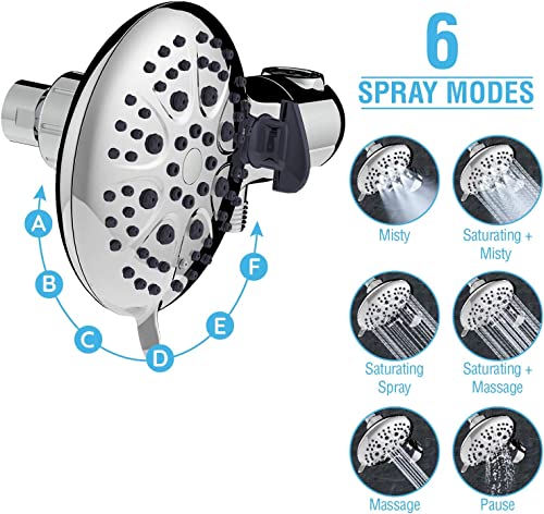 High Pressure 3-Way Shower Head Combo Dual Shower Head with Stainless Steel Hose Enjoy Luxurious 6-setting Rain Shower Head & 9-Setting Hand Held Shower Separately or Together