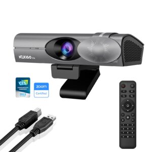 nexigo iris, 4k ai webcam with 1/1.8" sony_sensor, onboard flash memory, hdr, pip, dslr-style control, auto framing/tracking with flexible fov, noise-canceling mics, for zoom/teams/obs and more