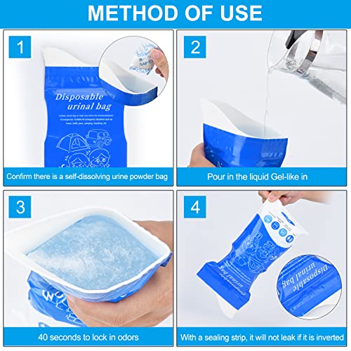 Moodooy Emergency Portable Urine Bag, 20pcs Travel Urinal Bag, Disposable Urine Bag can be Used for Emergency Situations Such as Traffic Jams, Vomiting, Camping, etc. Unisex Urinal Bag.