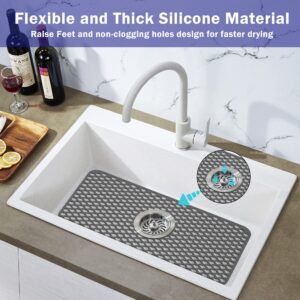 URMONA Sink Protectors for Kitchen Sink, 24.8'' x 13'' Silicone Sink Mat, Sink Mats for Bottom of Kitchen Stainless Steel Sink, Non-Slip Folding Sink Mat for Kitchen Sink