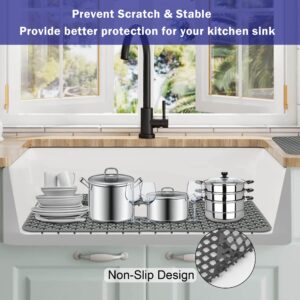 URMONA Sink Protectors for Kitchen Sink, 24.8'' x 13'' Silicone Sink Mat, Sink Mats for Bottom of Kitchen Stainless Steel Sink, Non-Slip Folding Sink Mat for Kitchen Sink