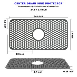 URMONA Sink Protectors for Kitchen Sink, 24.8'' x 13'' Silicone Sink Mat, Sink Mats for Bottom of Kitchen Stainless Steel Sink, Non-Slip Folding Sink Mat for Kitchen Sink