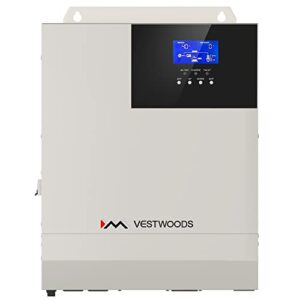vestwoods 48v 5000w hybrid solar inverter 48v dc to ac 110v pure sine wave off-grid led inverter, 80a mppt solar charge controller, max 500v pv input for 48v lead acid or lithium battery
