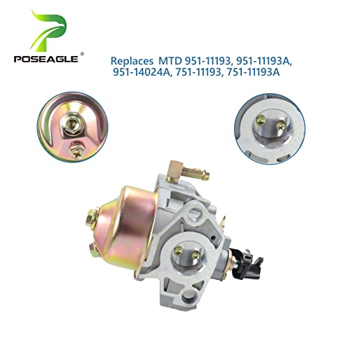 POSEAGLE 951-11193A Carburetor Replaces 951-11193, 951-11193A, 951-14024A, 751-11193, 751-11193A for Troy-Bilt 478-SU 478-SUA 478-SUB Snowblower Engines