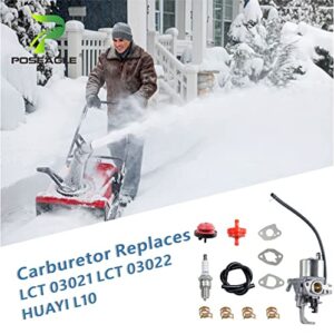 POSEAGLE 03021 Huayi Carburetor LCT 03021, LCT 03022, HUAYI L10 136cc 179cc 208cc GEN I Snow Blower Thrower Motors Carb