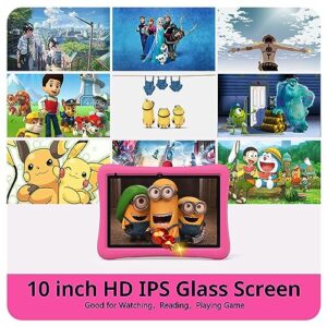 Kids Tablet, 10 inch Tablet for Kids, Android 13, Google Kids Space, Parental Control, 2GB RAM 32GB Storage, HD IPS Glass Screen, 6000mAh Battery, EVA Shockproof Case, PlimPad Kids10 (Pink)