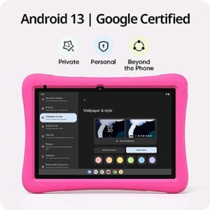 Kids Tablet, 10 inch Tablet for Kids, Android 13, Google Kids Space, Parental Control, 2GB RAM 32GB Storage, HD IPS Glass Screen, 6000mAh Battery, EVA Shockproof Case, PlimPad Kids10 (Pink)