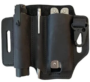 leather edc belt organizer for men, multitool sheath for belt, tactical pen holster, flashlight holster, everyday carry multi tool holster, edc belt pouch