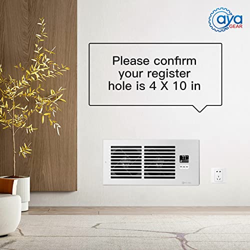 AyA Gear Register Booster Fan, Quiet AC Vent Fan with Thermostat Control, Heating Cooling Register Booster Fan Fits 4” x 10” Register Holes, White