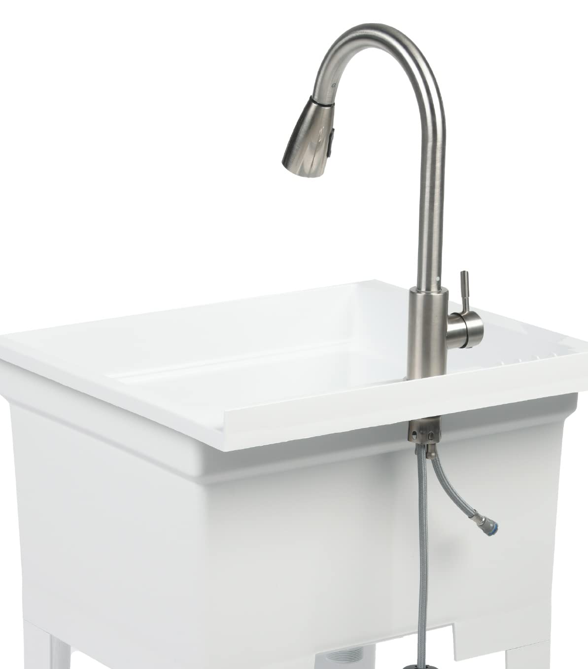 UTILITYSINKS USA-Made Plastic Freestanding 24 in x 24-Inch UtilityTub Heavy Duty Compact Utility Sink Ideal for Workshop, Laundry Room, Garage, Greenhouse, Pet Wash Station (White)