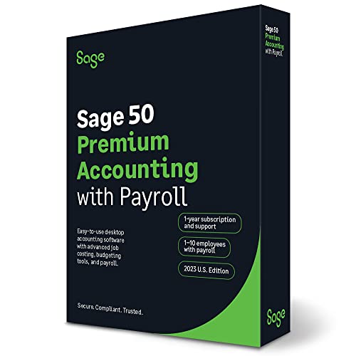 Sage 50 Premium Accounting 2023 U.S. with Payroll 2-User 1-Year Subscription Small Business Accounting Software