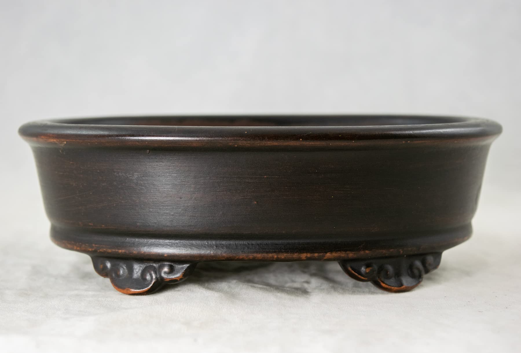 Vintage Oval Yixing Zisha Bonsai Pot, Cactus & Succulent Planter + Mesh - 8.25"x 6.25"x 2.5"