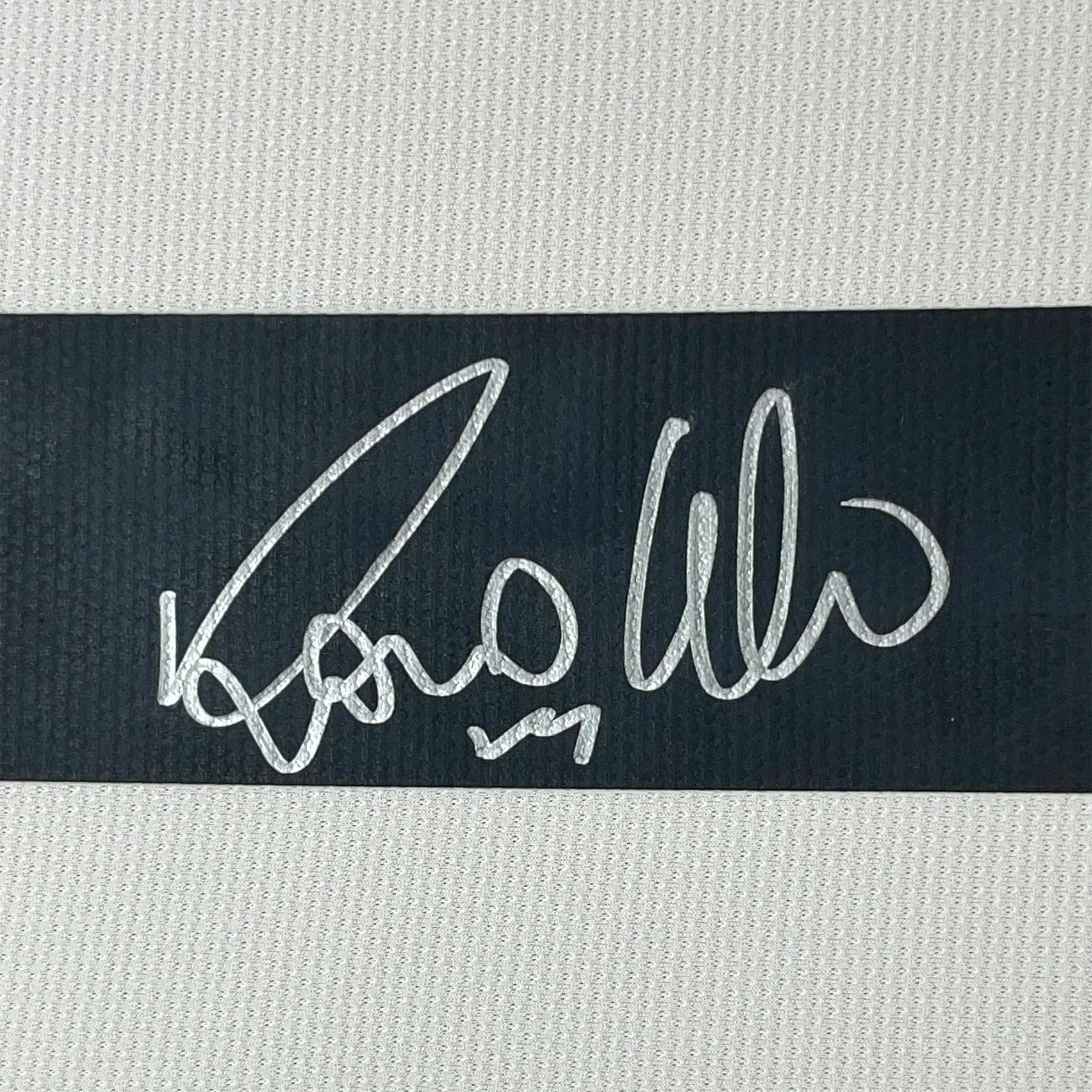 Framed Autographed/Signed Ronaldo Nazario 33x42 Real Madrid White Soccer Jersey Beckett BAS COA