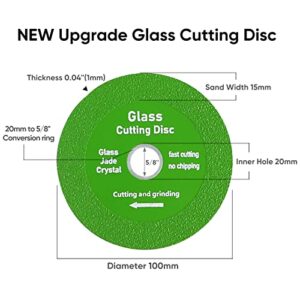 Glass Cutting Disc for Angle Grinder, 1mm Diamond Saw Blade Porcelain Saw Wheel for Smooth Cutting and Grinding of Jade, Crystal, Bottles, Ceramic, Tile (5PCS)