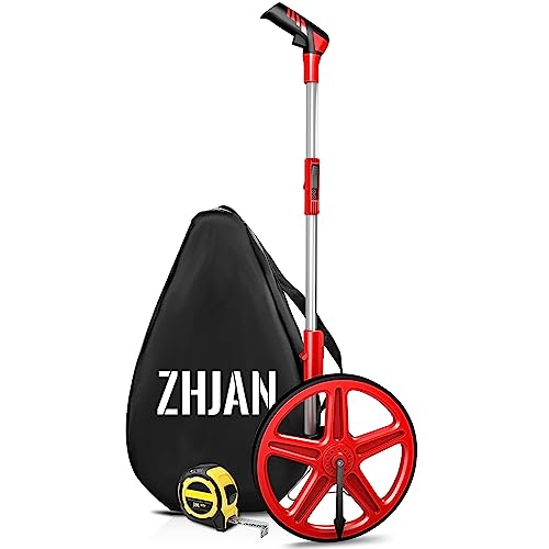 ZHJAN Measuring Wheel with Back Bag,Foldable Distance Measuring Wheels in Feet and Inches, Measurement 0-9,999Ft,Suitable for Lawn/Hard/Soft/Wood Road Measuring