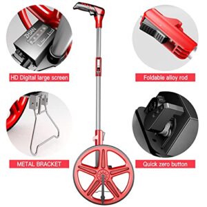 ZHJAN Measuring Wheel with Back Bag,Foldable Distance Measuring Wheels in Feet and Inches, Measurement 0-9,999Ft,Suitable for Lawn/Hard/Soft/Wood Road Measuring