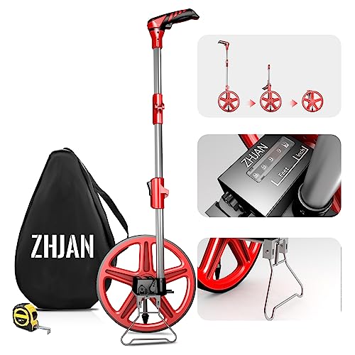 ZHJAN Measuring Wheel with Back Bag,Foldable Distance Measuring Wheels in Feet and Inches, Measurement 0-9,999Ft,Suitable for Lawn/Hard/Soft/Wood Road Measuring