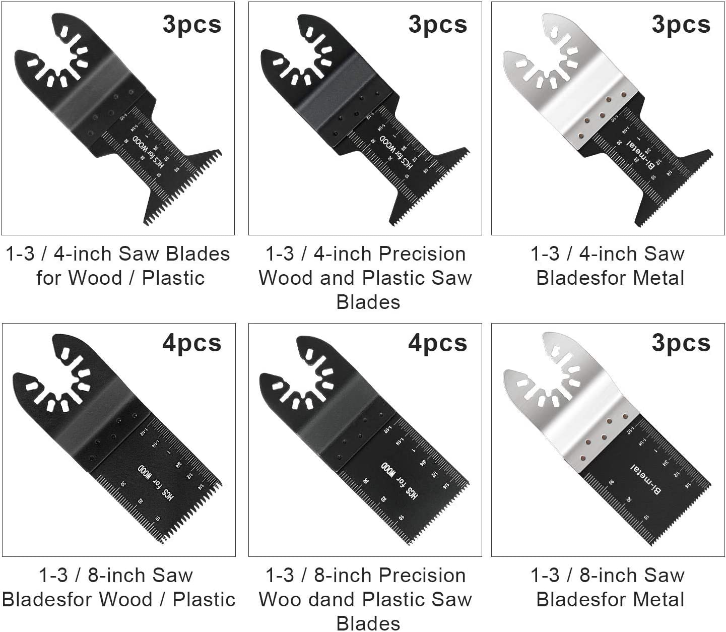 20 PCS Oscillating Saw Blades,Metal Wood Oscillating Multitool Quick Release Saw Blades Compatible with Dewalt Porter Cable Black & Decker Bosch Craftsman Ridgid Ryobi Makita Milwaukee Rockwell