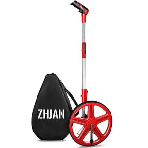 zhjan distance measuring wheel in feet and inch,collapsible with one key to zero,kickstand,cloth carrying bag,portable measurement wheel professional engineering road measuring tool