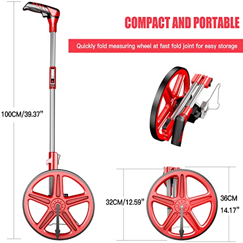 ZHJAN Distance Measuring Wheel in Feet and Inch,Collapsible with One key to Zero,Kickstand,Cloth Carrying Bag,Portable Measurement Wheel Professional engineering Road Measuring Tool