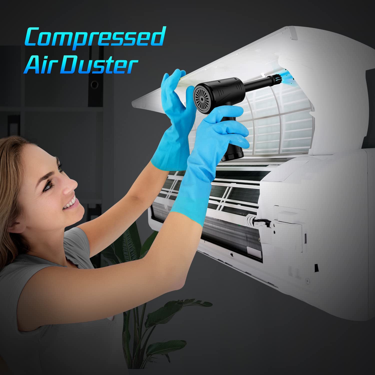 Compressed-air-dusters-electric-duster-100000RPM- air Blower for Computer - No Compressed air can - Replace Canned air dusters -Keyboard Cleaner - pc air dusters - Compressed air Electric 7600mAh