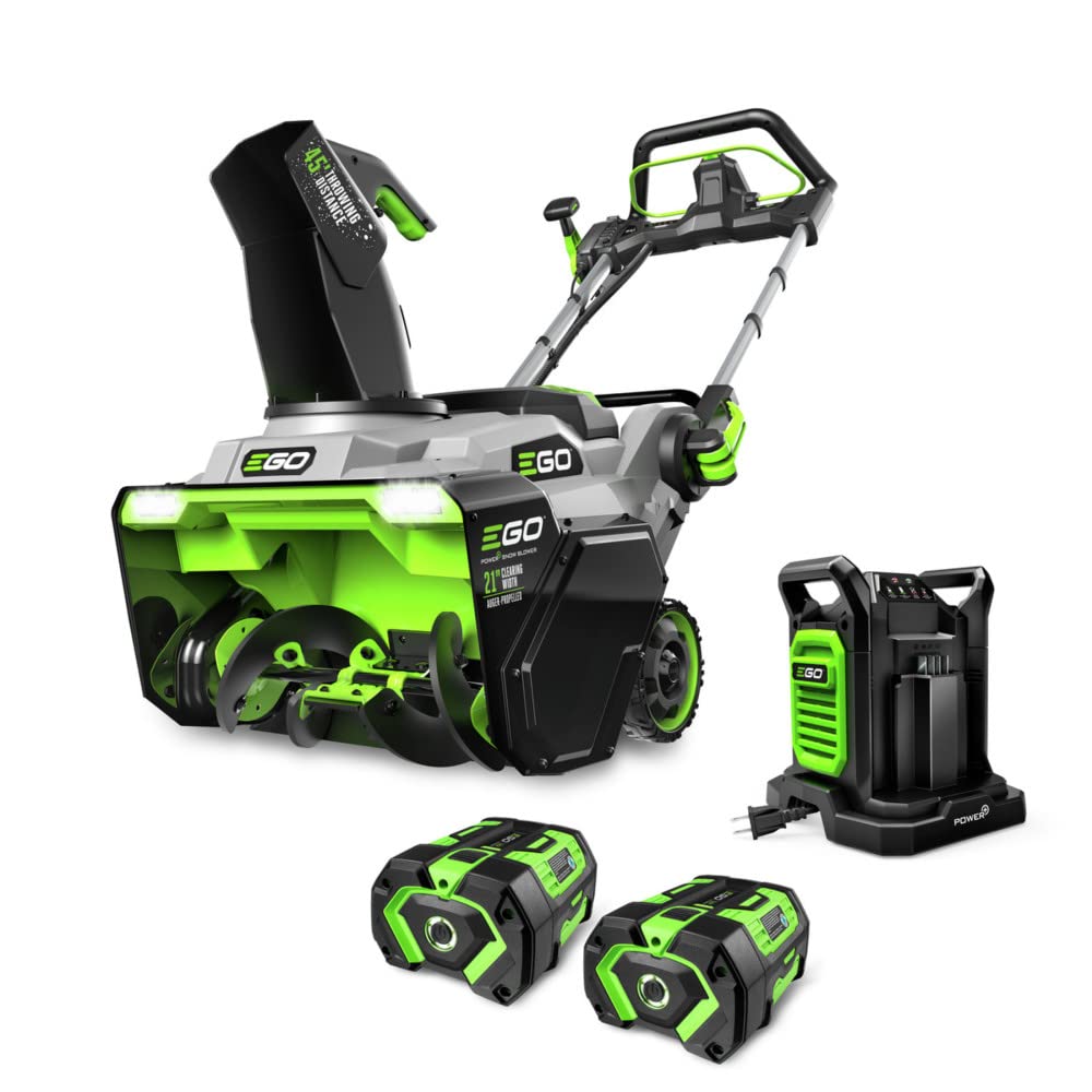 EGO Power+ SNT2125AP Auger Propelled 21'' Snow Blower with (2) 7.5Ah Batteries and Dual Port Charger Green