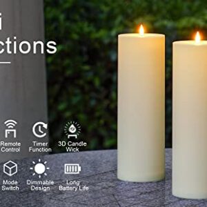 Large Flameless LED Candles Outdoor: 12" x 4" Battery Operated Pillar Candles Flickering with Timer Waterproof Fake Electric Candles with Remote for Patio Porch Lanterns (Ivory Set of 2)