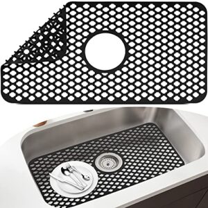 sink protectors for kitchen sink - yubird 24.8x 13" sink mat, silicone kitchen sink mat for bottom of stainless steel sink(black, 24.8"x 13")
