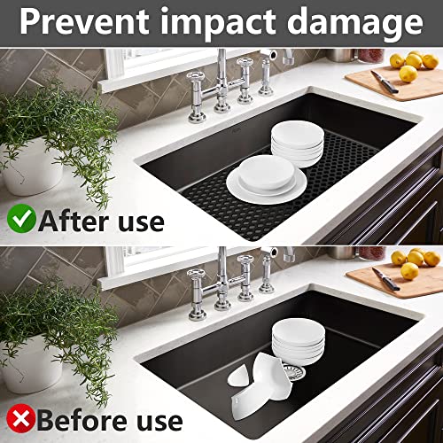 Sink Protectors for Kitchen Sink - YUBIRD 24.8x 13" Sink Mat, Silicone Kitchen Sink Mat for Bottom of Stainless Steel Sink(Black, 24.8"x 13")