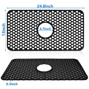 Sink Protectors for Kitchen Sink - YUBIRD 24.8x 13" Sink Mat, Silicone Kitchen Sink Mat for Bottom of Stainless Steel Sink(Black, 24.8"x 13")