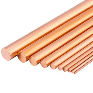 benecreat 10pcs 3.9 inch pure copper round rod, 10 size metal lathe bar red copper welder rod for welding copper tubes, rc model, diy craft (diameter:1mm~8mm)