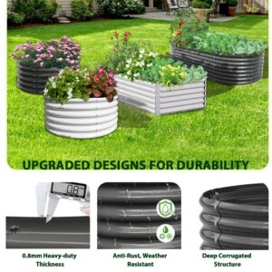 A ANLEOLIFE 8X4X2 ft Galvanized Raised Garden Beds Outdoor, Oval Large Metal Deep Root Planter Box for Planting Vegetables Flowers Herb, Anti-Rust & Easy-Setup, Quartz Grey