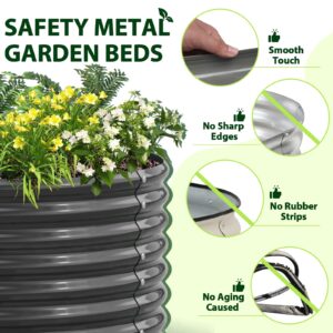 A ANLEOLIFE 8X4X2 ft Galvanized Raised Garden Beds Outdoor, Oval Large Metal Deep Root Planter Box for Planting Vegetables Flowers Herb, Anti-Rust & Easy-Setup, Quartz Grey